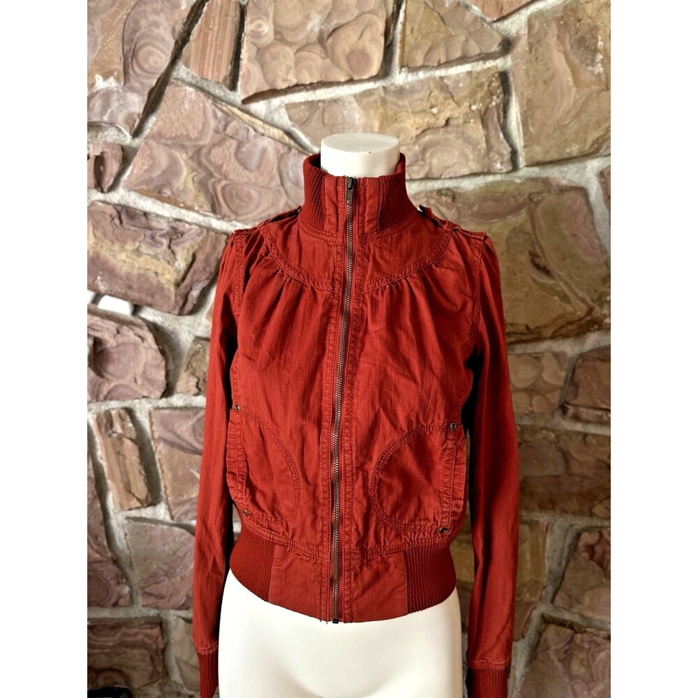 Vintage classic Forever 21 Y2k cropped bomber jacket cargo utility red jacket M